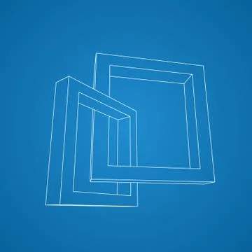 Two rectangular 3D frames blueprint Stock Illustration