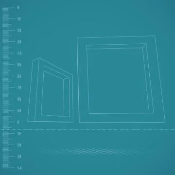 Two rectangular 3D frames blueprint Stock Illustration