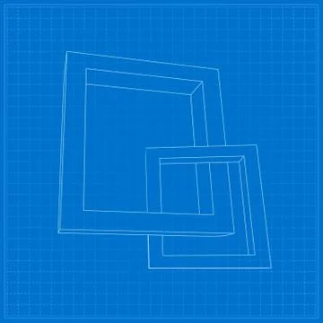 Two rectangular 3D frames blueprint Stock Illustration
