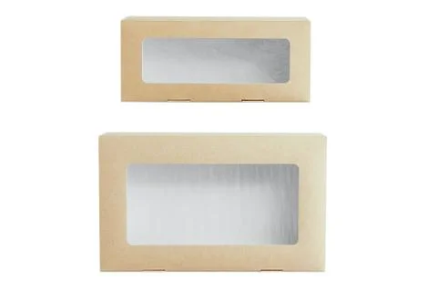 Two rectangular craft boxes with a transparent window. White isolate. 写真素材