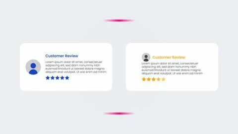 Two rectangular customer feedback cards with profile photos and star ratings Stock Illustration
