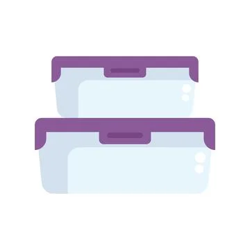 Two rectangular glass food storage containers with purple lids Stockillustratie