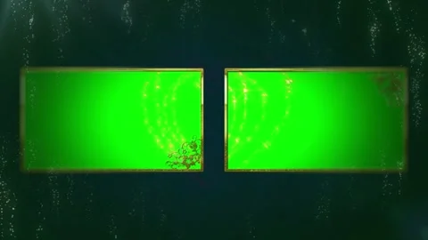 Two Rectangular Green Screen Frames Floating Underwater with Bubbles in a Dark Stock Footage 338424337