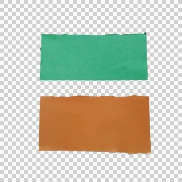 Two rectangular paper labels in green and brown colors 스톡 사진