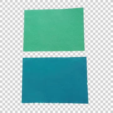 Two rectangular paper swatches in green and blue colors Stock-Fotos