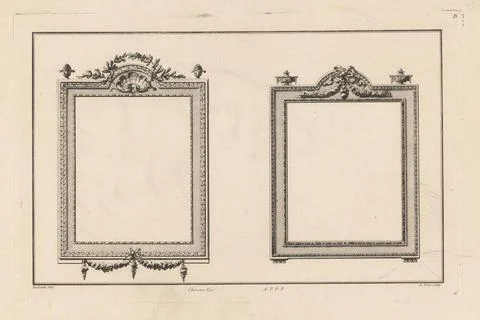 Two rectangular picture frames; B Cahier de Bordures et the Cadres, the Di... 库存照片