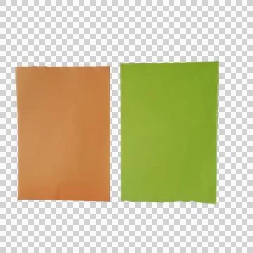 Two rectangular pieces of paper in orange and green colors Stock Photos