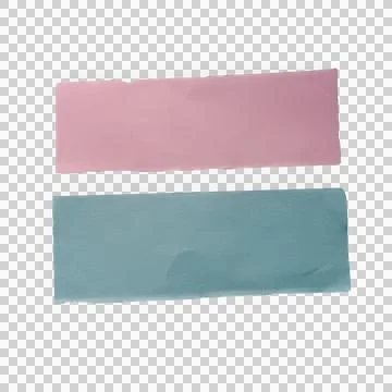 Two rectangular pieces of pink and blue paper strips with torn edges isolat.. Фото