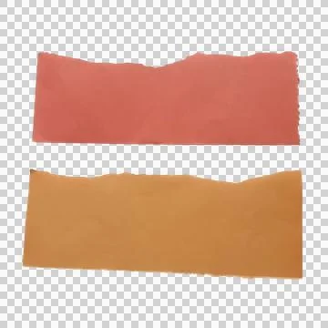 Two rectangular pieces of torn paper in red and brown colors with rough rip.. Stock Photos