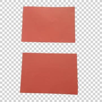 Two rectangular red paper pieces with rough torn edges Фото