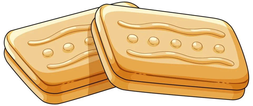 Two Rectangular Shortbread Biscuits with Decorative Patterns Stock Illustration