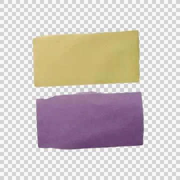 Two rectangular watercolor paint swatches in yellow and purple colors Stockfoto's