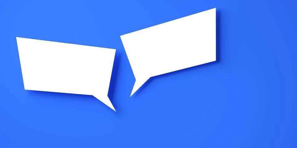 Two rectangular white empty speech bubble or balloon over dark blue backgroun Stock Illustration