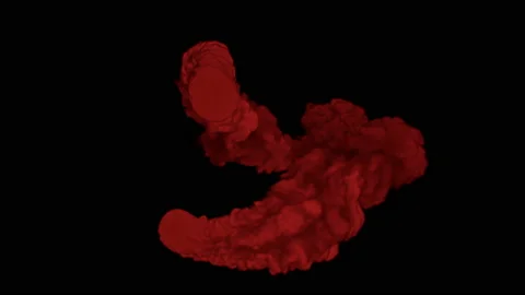 Two Red 3D intertwining streams of smoke. Abstract smoke animation with alpha ch Stock Footage 108633619