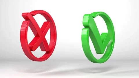 Two red and green check marks are shown side by side, 3D Rendering Stock Footage 271617838