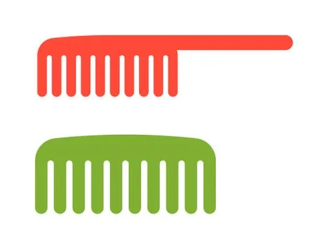 Two red and green comb icon barbershop flat vector illustration 스톡 일러스트