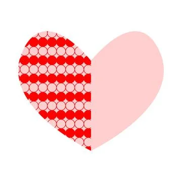 Two red and pink halves of heart joined together Stock Illustration