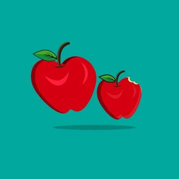 Two Red apple with missing a bite Stock Illustration