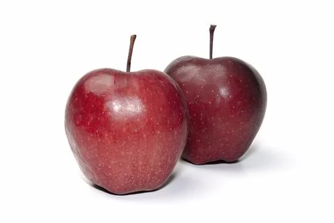 Two red apple on a white background side view Photos