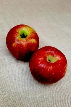 Two Red Apples on Gray Mat Stock Photos