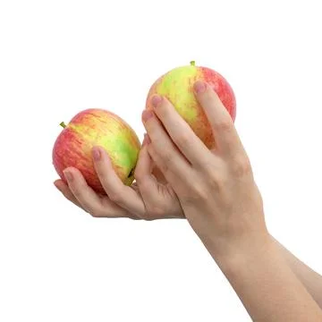 Two red apples in hand isolated on a white background photo Stock Photos
