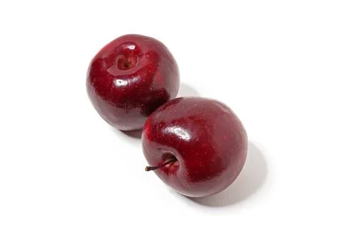 Two red apples isolated on white. Fresh apples. Stock Photos