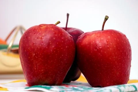 Two red apples Stock Photos