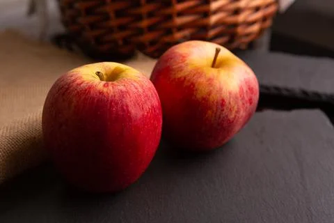 Two red apples Stock Photos