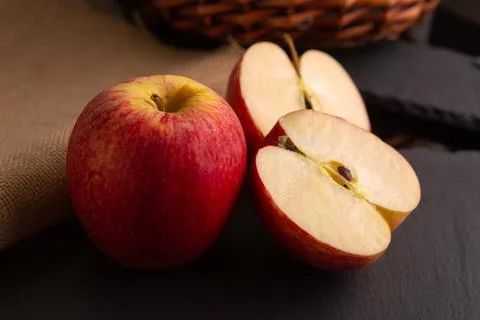 Two red apples Stock Photos