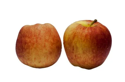 Two red apples on a white background. Stock Photos