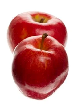 Two red apples on white background Stock Photos