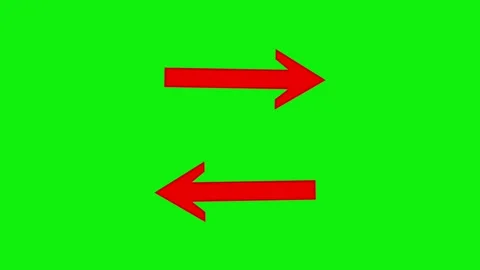 Two red arrows blinking animation left and right on a green screen. Stockbeeldmateriaal 299898349