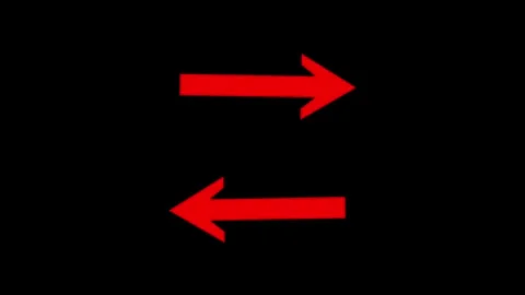 Two red arrows blinking animation left and right on a black screen Stock Footage 299898418