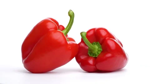 Two red bell peppers Stock Footage 199530933