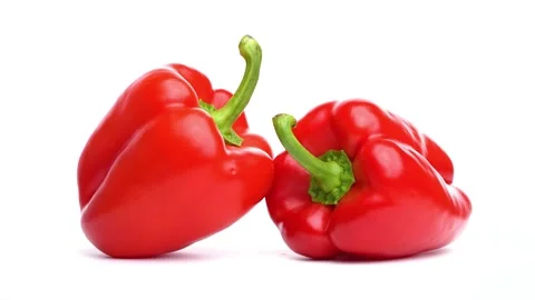 Two red bell peppers Stock Footage 199531379