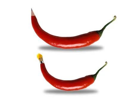 Two red bitter pepper Foto stock