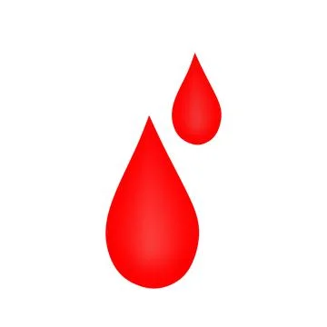 Two Red Blood Drops Simple Graphic Design White Background Stock Illustration