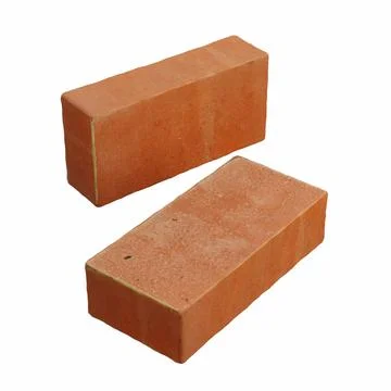 Two red bricks isolated on white background. Realistic 3d render illustration Stock Illustration