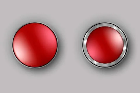 Two red buttons realistic vector Stock Illustration