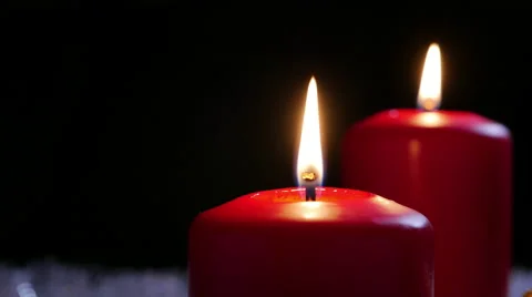 Two Red Candles Close-Up Video stock 44324625
