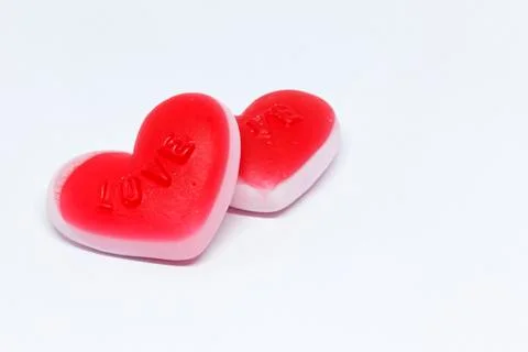 Two red candy hearts for Easter and Valentine's Day Stock Photos