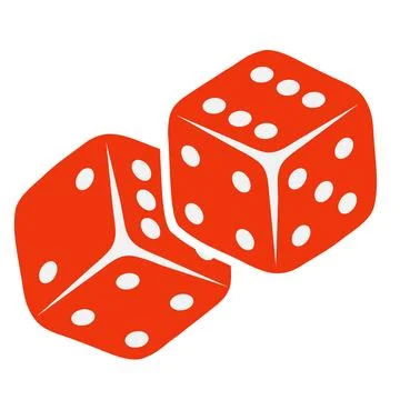 Two red casino playing dice isometric cubes vector flat illustration Stock Illustration