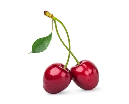 Two red cherries Stock Photos