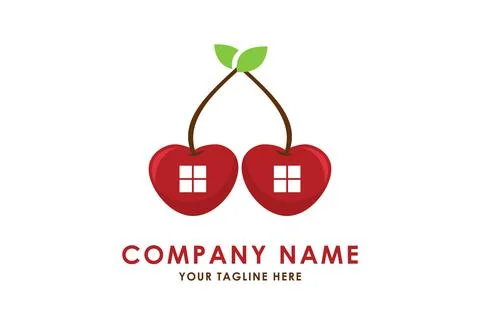 Two Red Cherry Abstract Building Logo Design	 Illustrazione stock