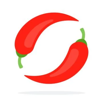 Two red chili peppers vector flat isolated Stock Illustration