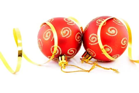 Two red christmas balls Foto stock