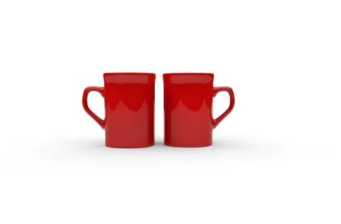 Two Red Coffee Mugs Illustrazione stock