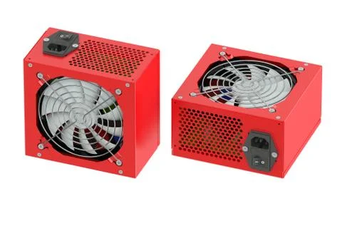Two red computer Power Supply Units Stock Illustration