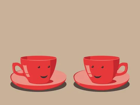 Two red cups smiling Stock Illustration