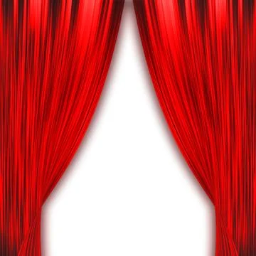 Two red curtains isolated on white Stock Illustration